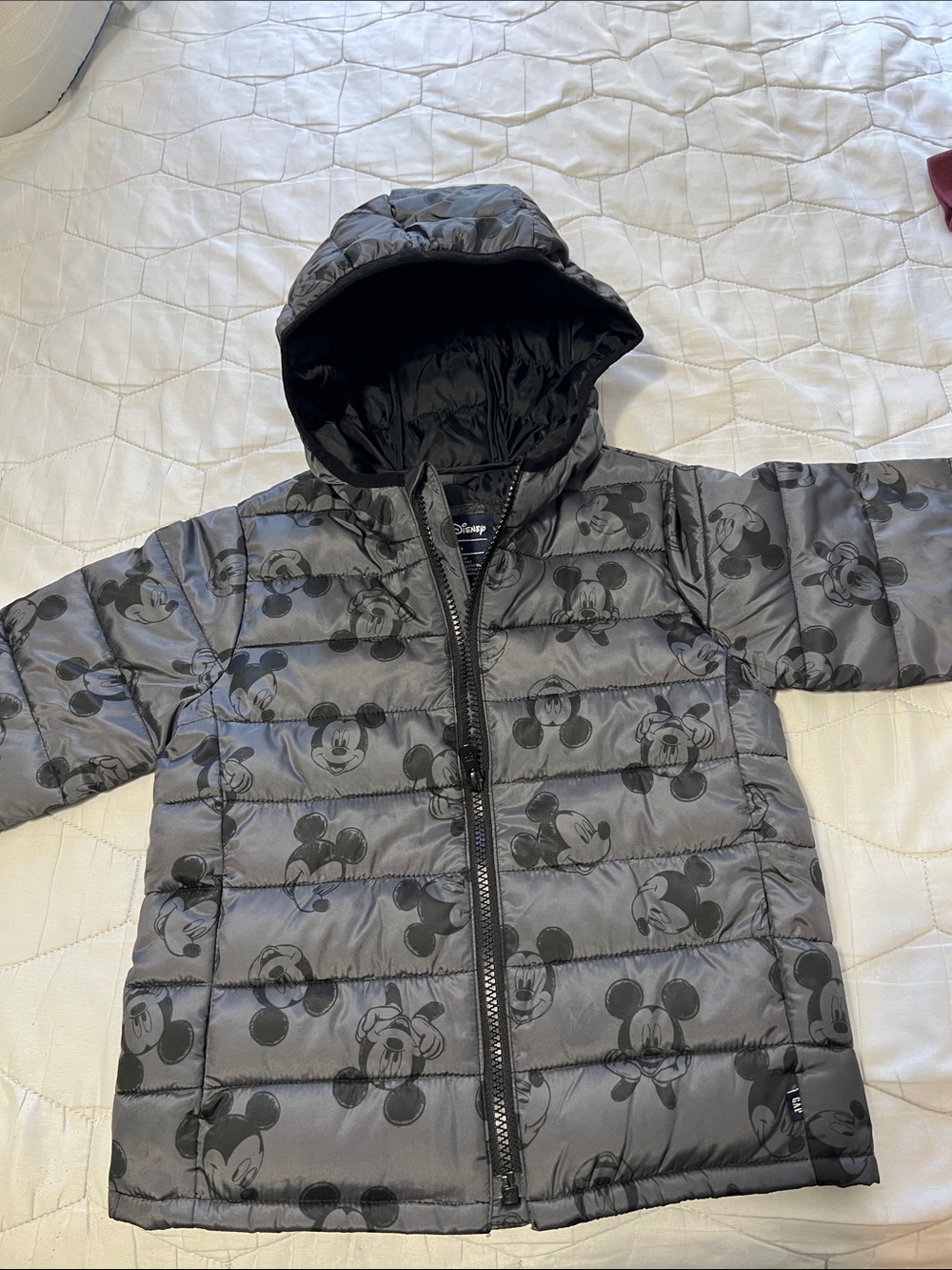 Disney Gray Mickey Mouse Hooded Puffer Jacket for Kids